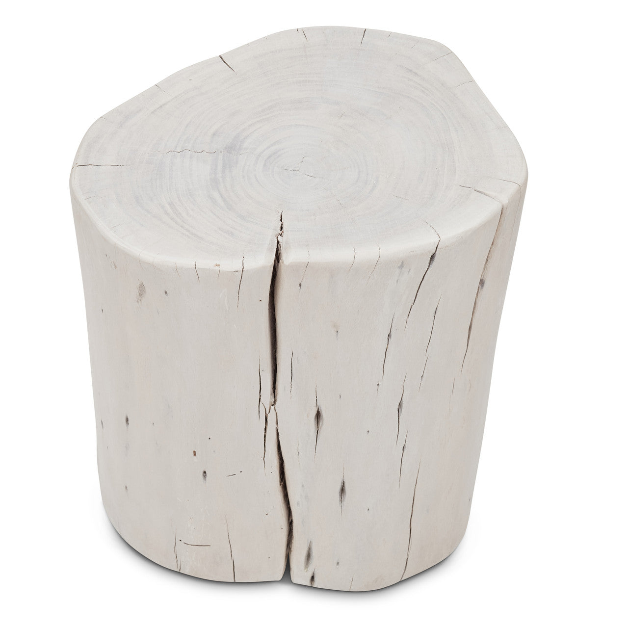 Brooks - Solid Wood Stump - White Wash