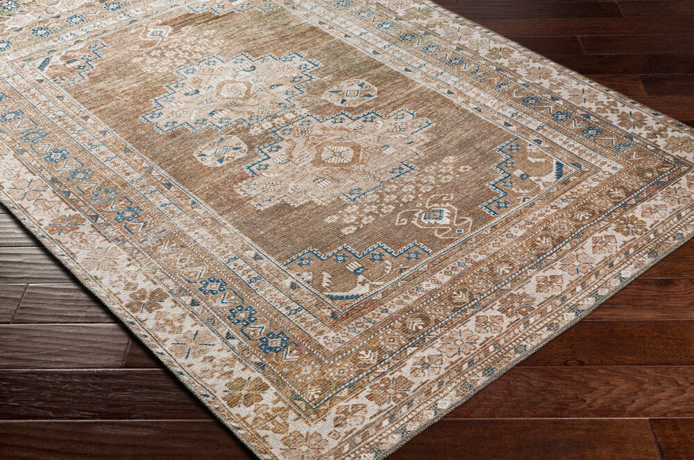 Colin Blue/Light Beige Machine Woven Rug - corner
