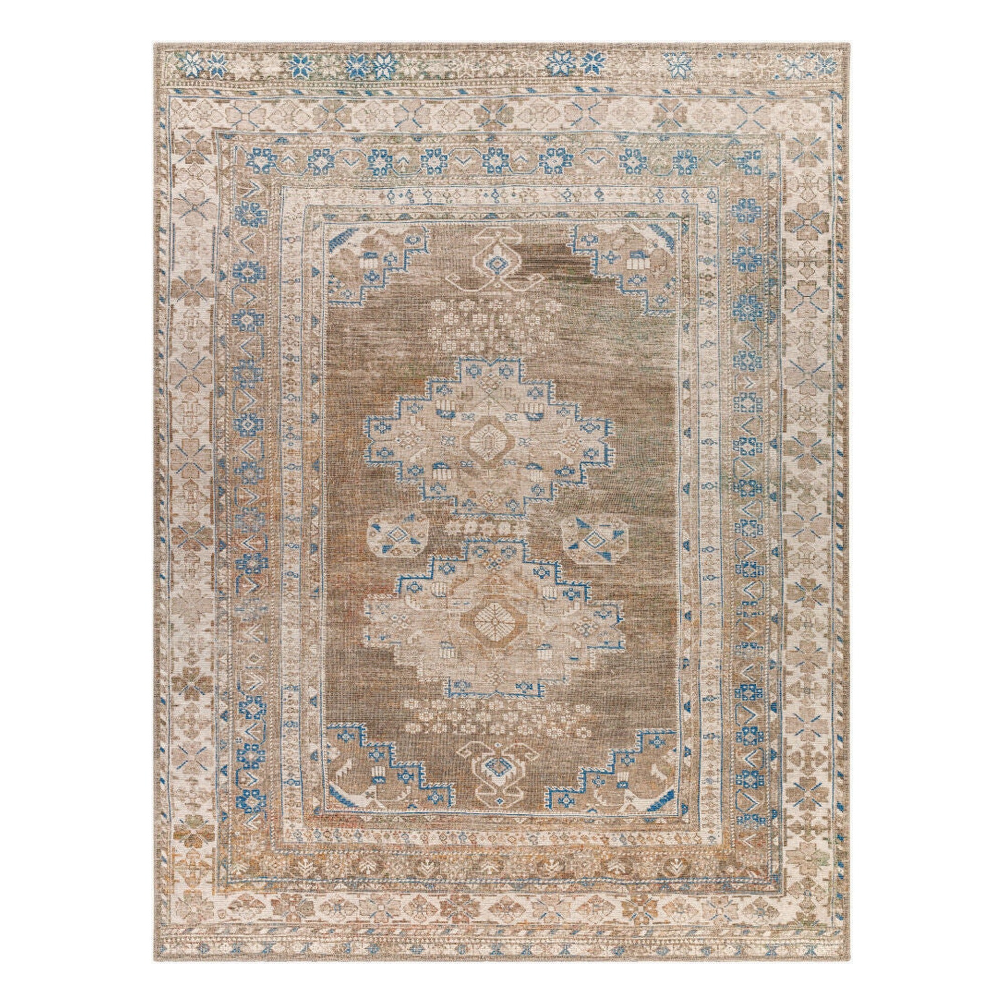 Colin Blue/Light Beige Machine Woven Rug - 2'7" x 10'