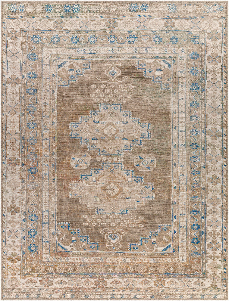 Colin Blue/Light Beige Machine Woven Rug - 2'7" x 10'