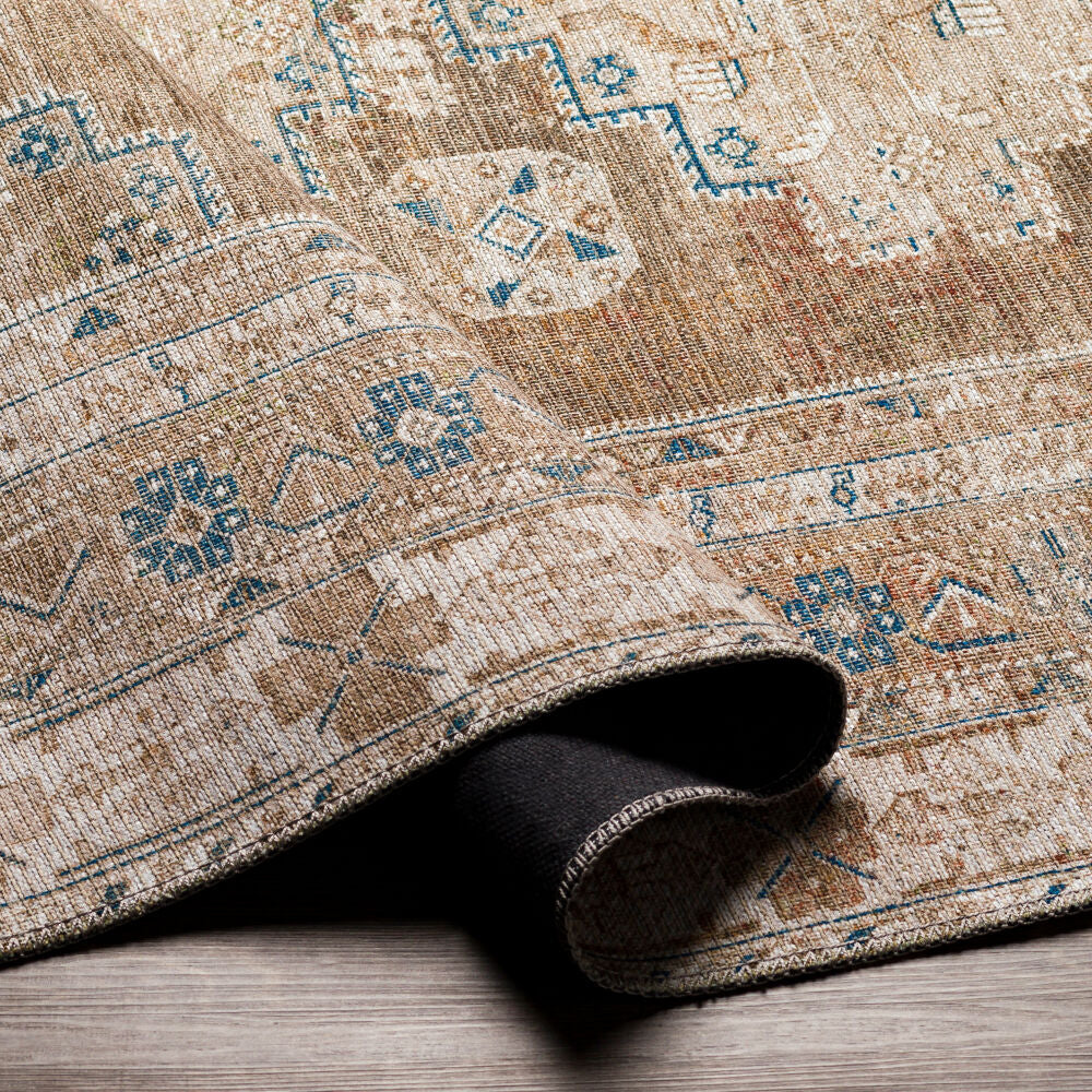 Colin Blue/Light Beige Machine Woven Rug - fold