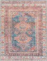 Colin Blue/Rust Machine Woven Rug - 2'7" x 10'