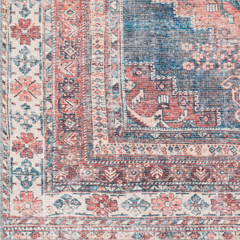 Colin Blue/Rust Machine Woven Rug - swatch