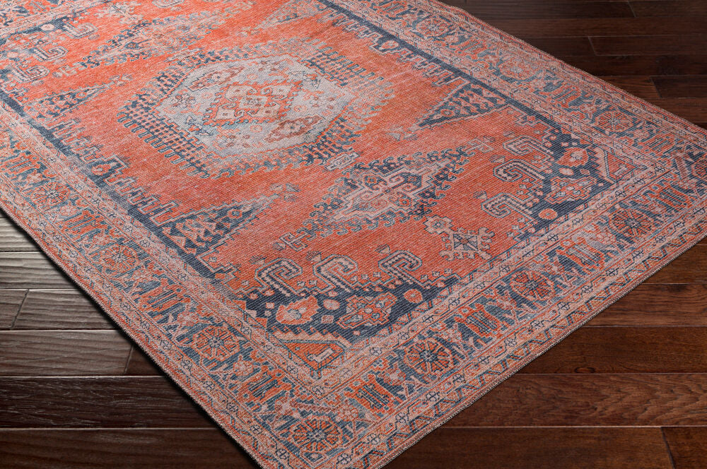 Colin Blue/Tan Machine Woven Rug - corner