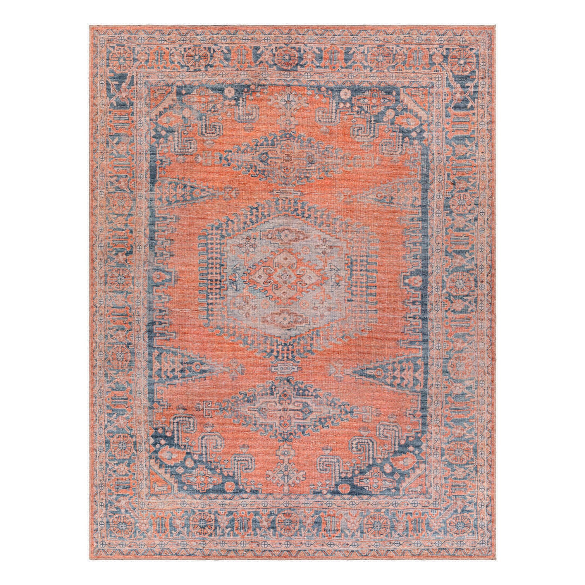 Colin Blue/Tan Machine Woven Rug - 2'7" x 10'