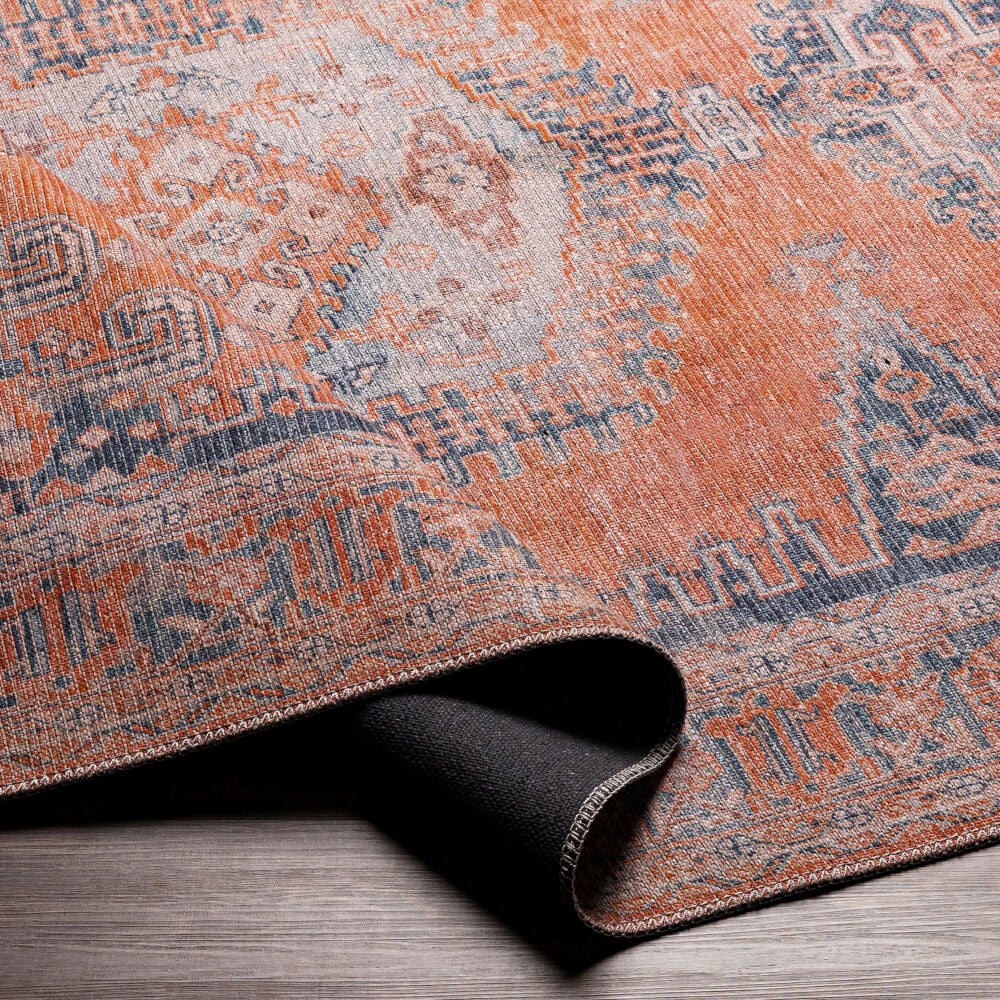 Colin Blue/Tan Machine Woven Rug - fold