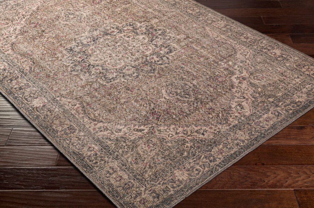 Colin Beige/Red Machine Woven Rug - corner