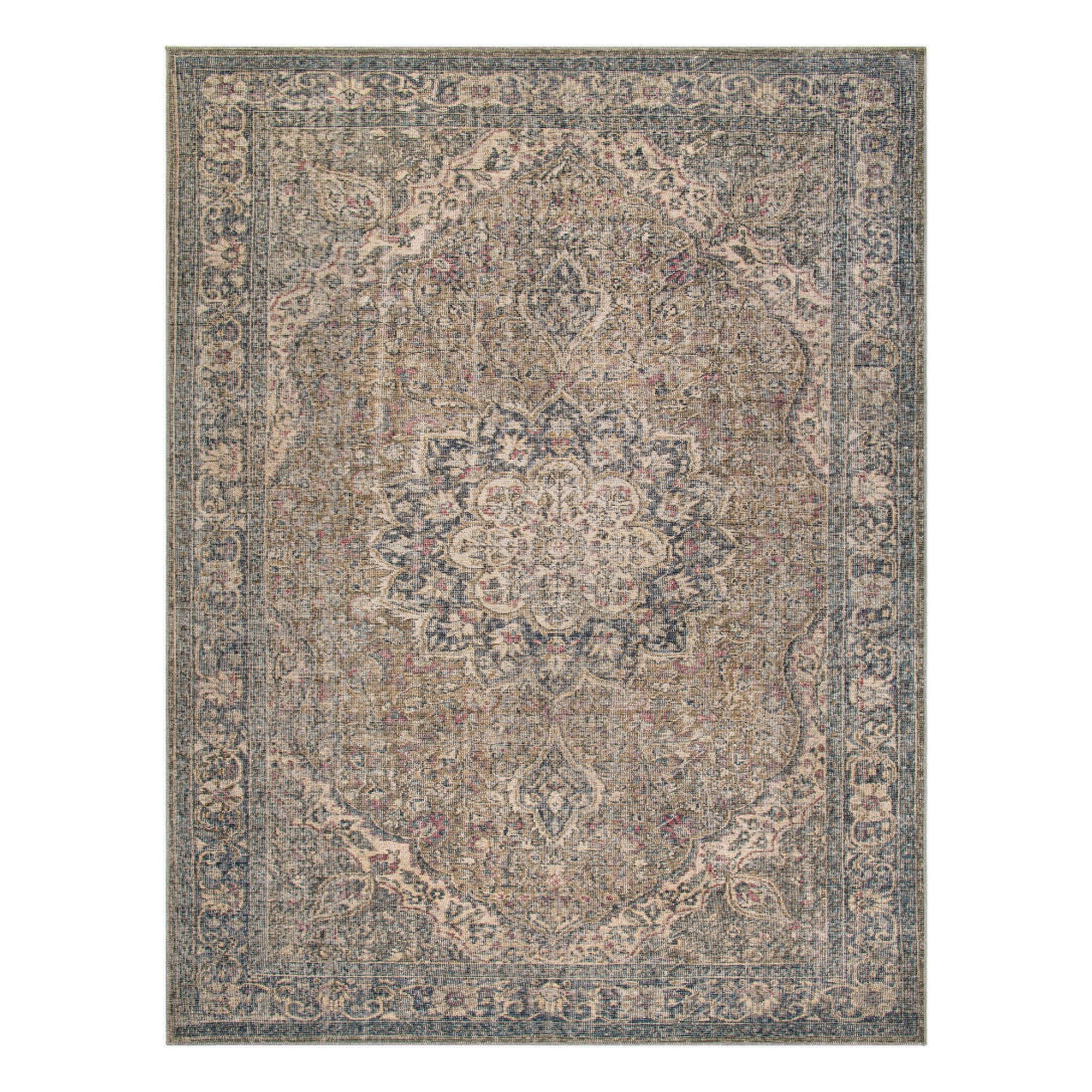 Colin Beige/Red Machine Woven Rug - 2'7" x 10'