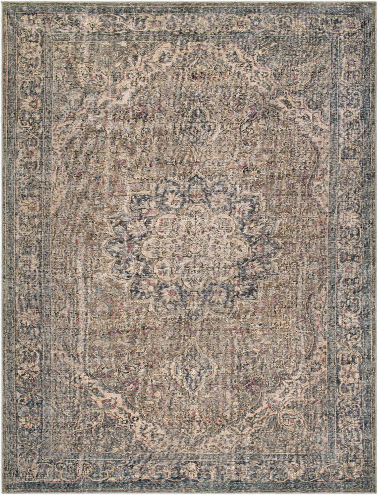 Colin Beige/Red Machine Woven Rug - 2'7" x 10'