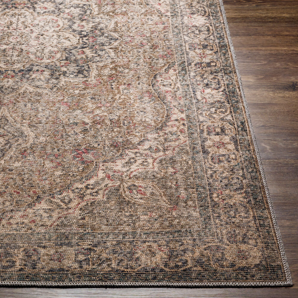 Colin Beige/Red Machine Woven Rug - front