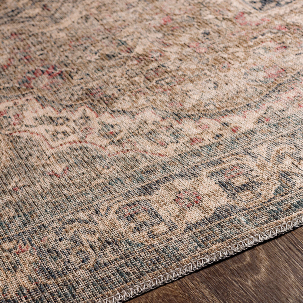 Colin Beige/Red Machine Woven Rug - texture