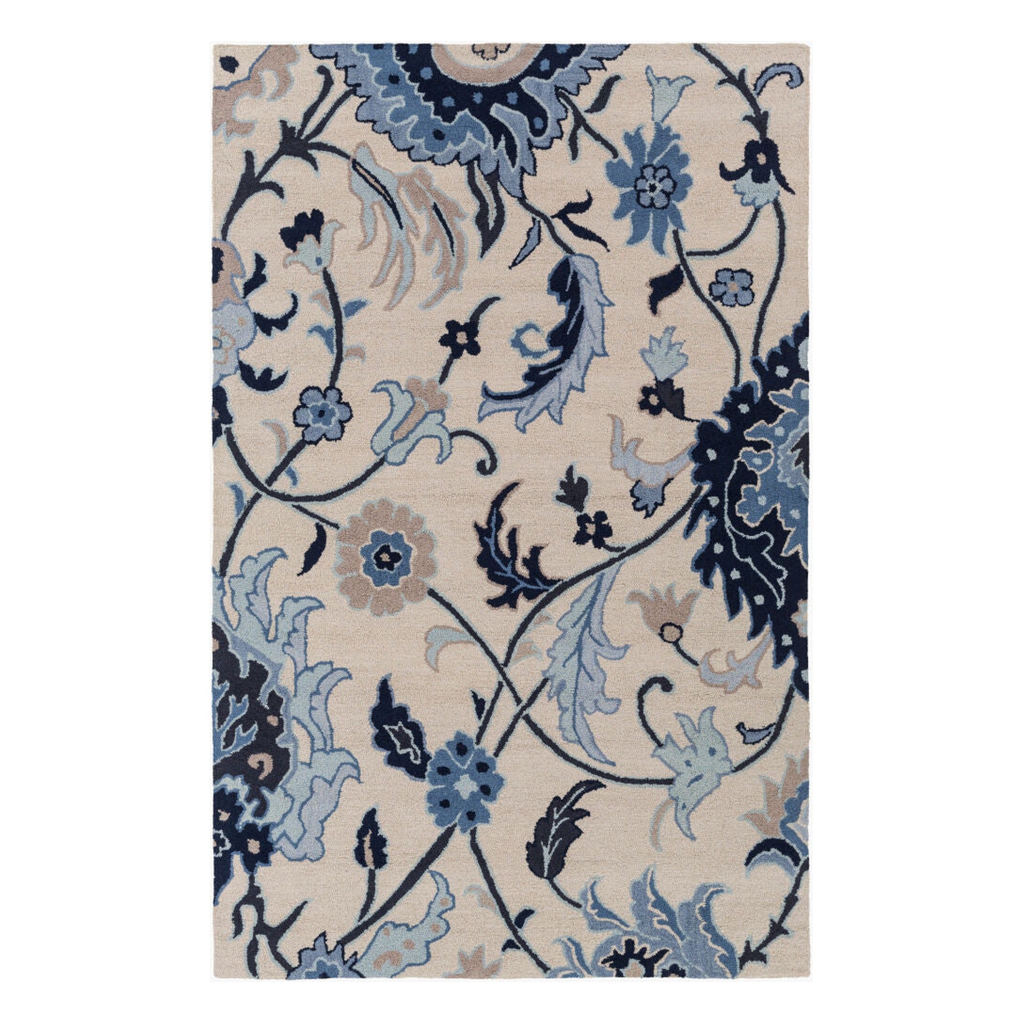 Centennial Beige/Ink Blue Handmade Rug - 2' x 3'
