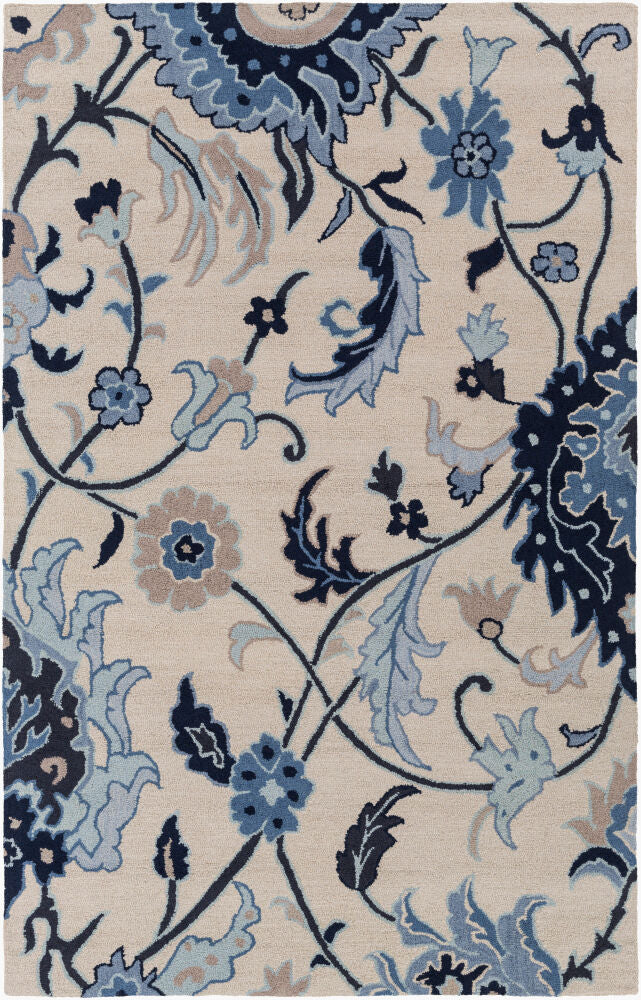 Centennial Beige/Ink Blue Handmade Rug - 2' x 3'