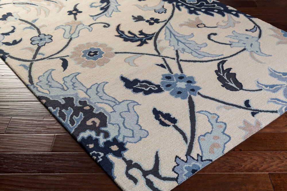 Centennial Beige/Ink Blue Handmade Rug - corner
