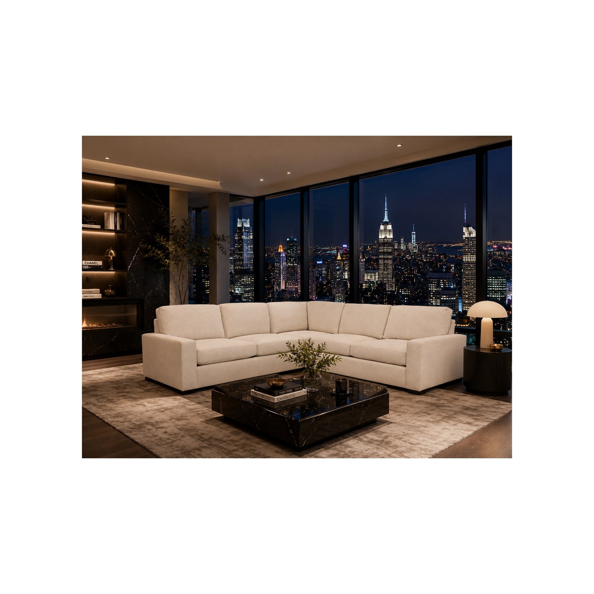Cody Sectional 3pc RAF / LAF Loveseat / Corner Chair in Cumberland Cream by Spectra Home Furniture - lifestyle room image