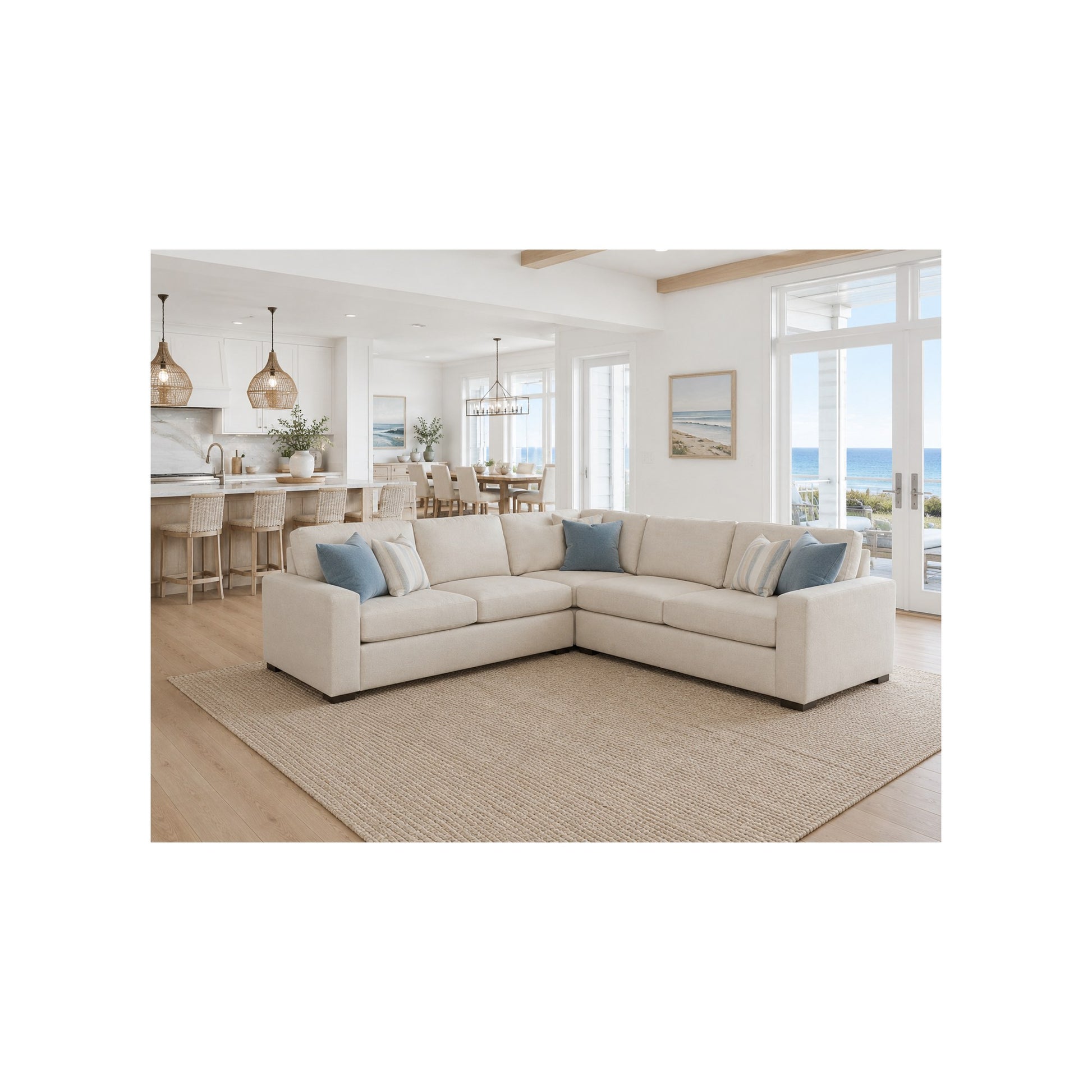 Cody Sectional 3pc RAF / LAF Loveseat / Corner Chair in Cumberland Cream by Spectra Home Furniture - lifestyle room image