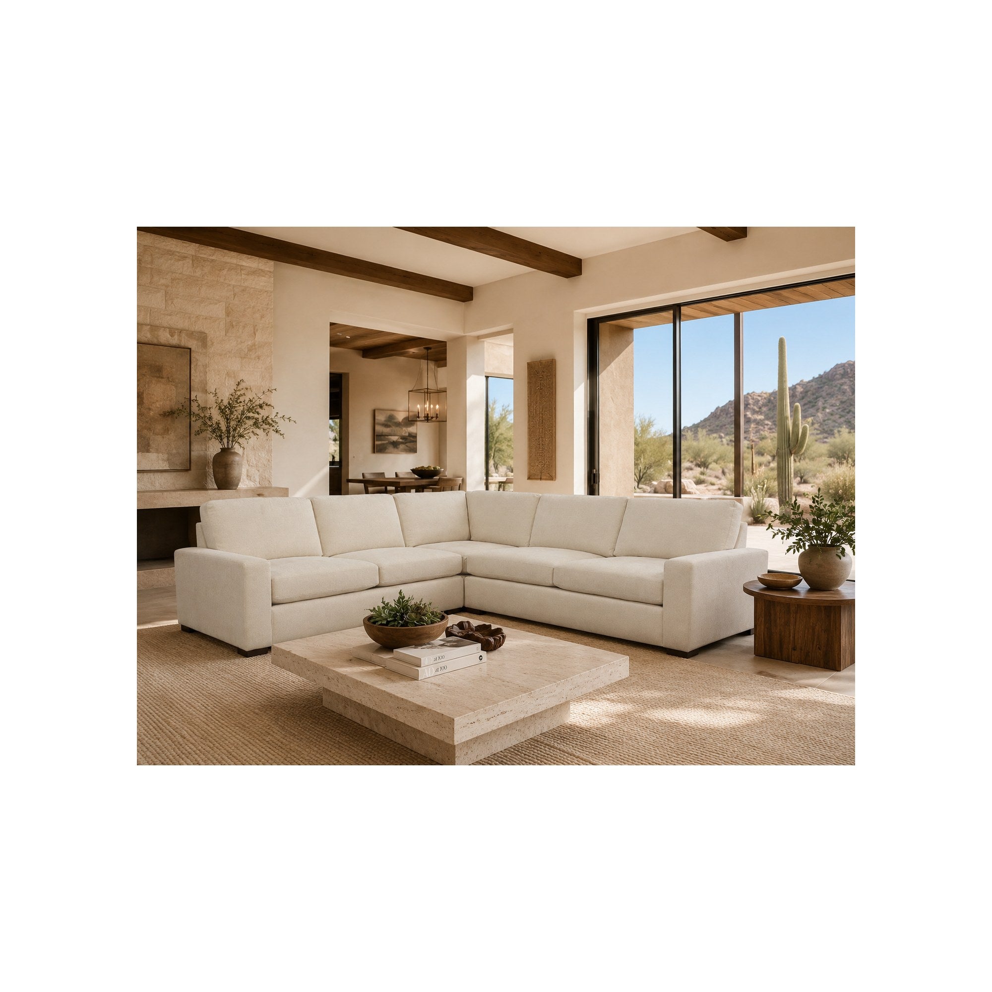 Cody Sectional 3pc RAF / LAF Loveseat / Corner Chair in Cumberland Cream by Spectra Home Furniture - lifestyle room image