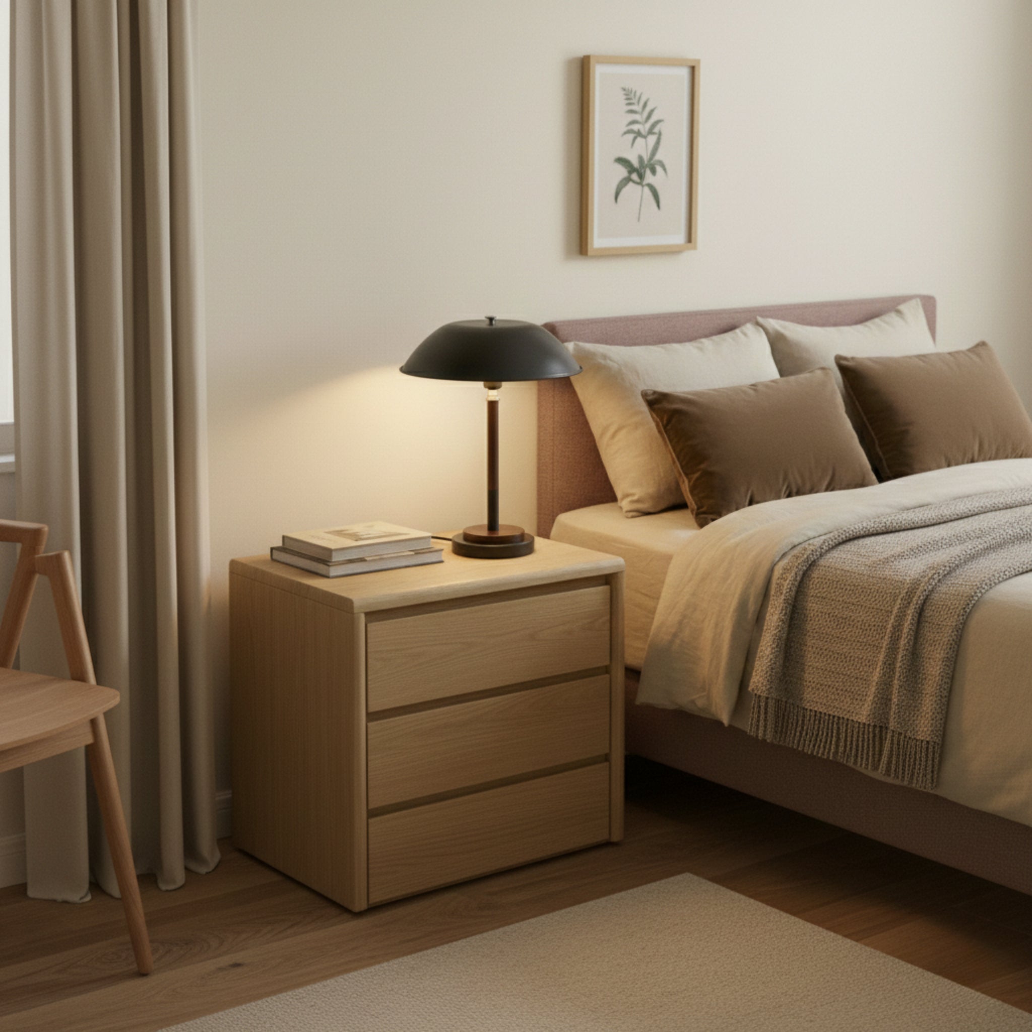Cosmiclume Table Lamp | Matte Black Dome and Walnut Base