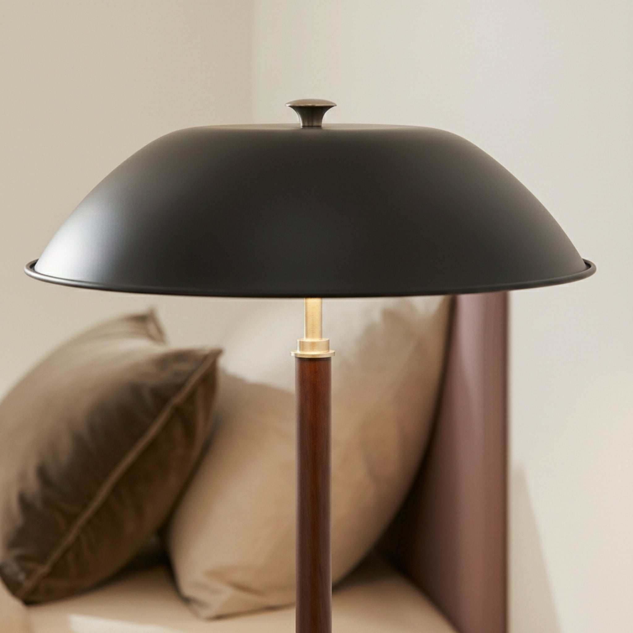 Cosmiclume Table Lamp | Matte Black Dome and Walnut Base