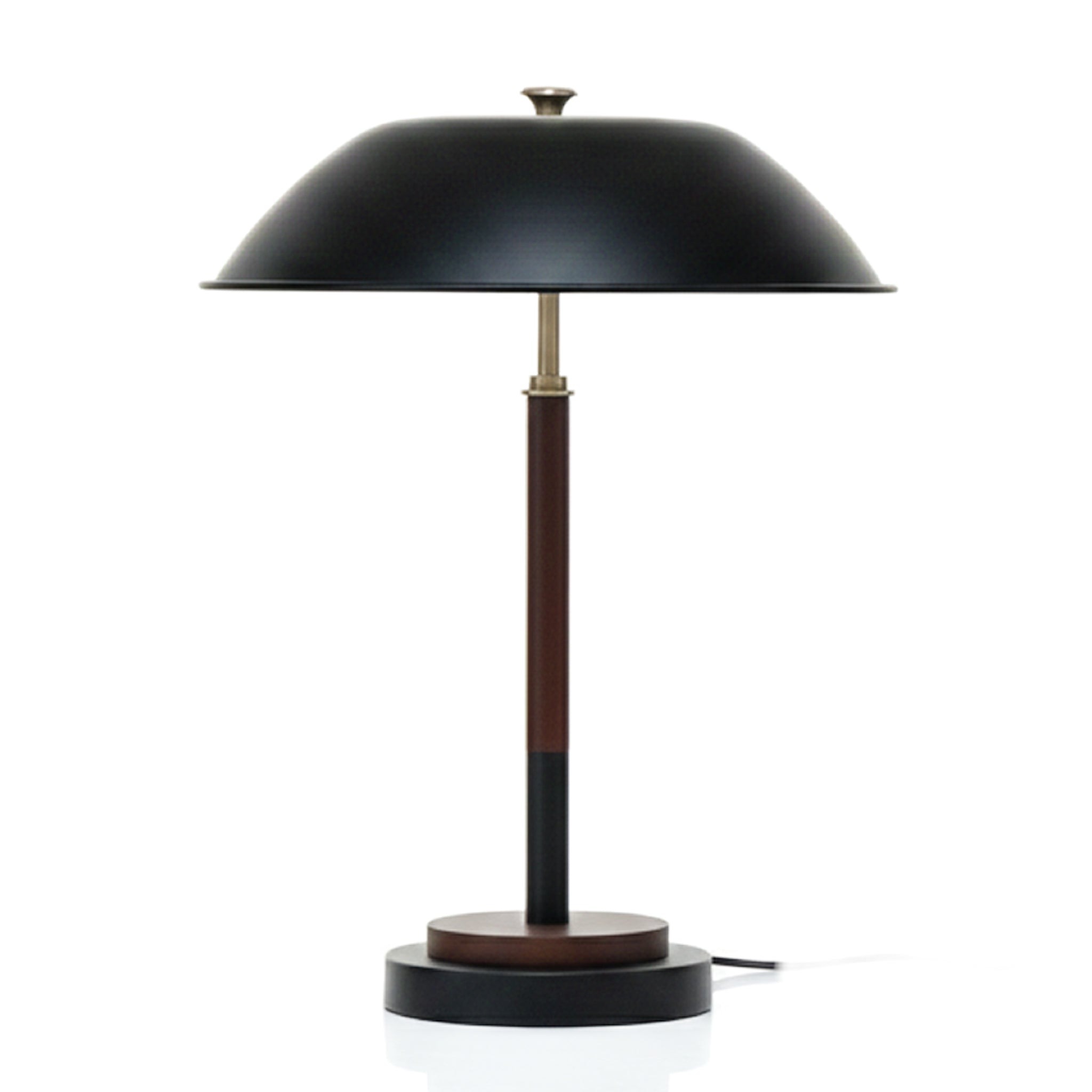 Cosmiclume Table Lamp | Matte Black Dome and Walnut Base
