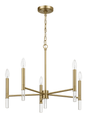 Courtyard Five Light Golden Brass Candle Light Chandelier 24"W × 17.75"H