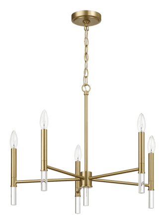 Courtyard Five Light Golden Brass Candle Light Chandelier 24"W × 17.75"H - 24"