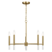 Courtyard Chandelier | Golden Brass and Five-Light Candle Design