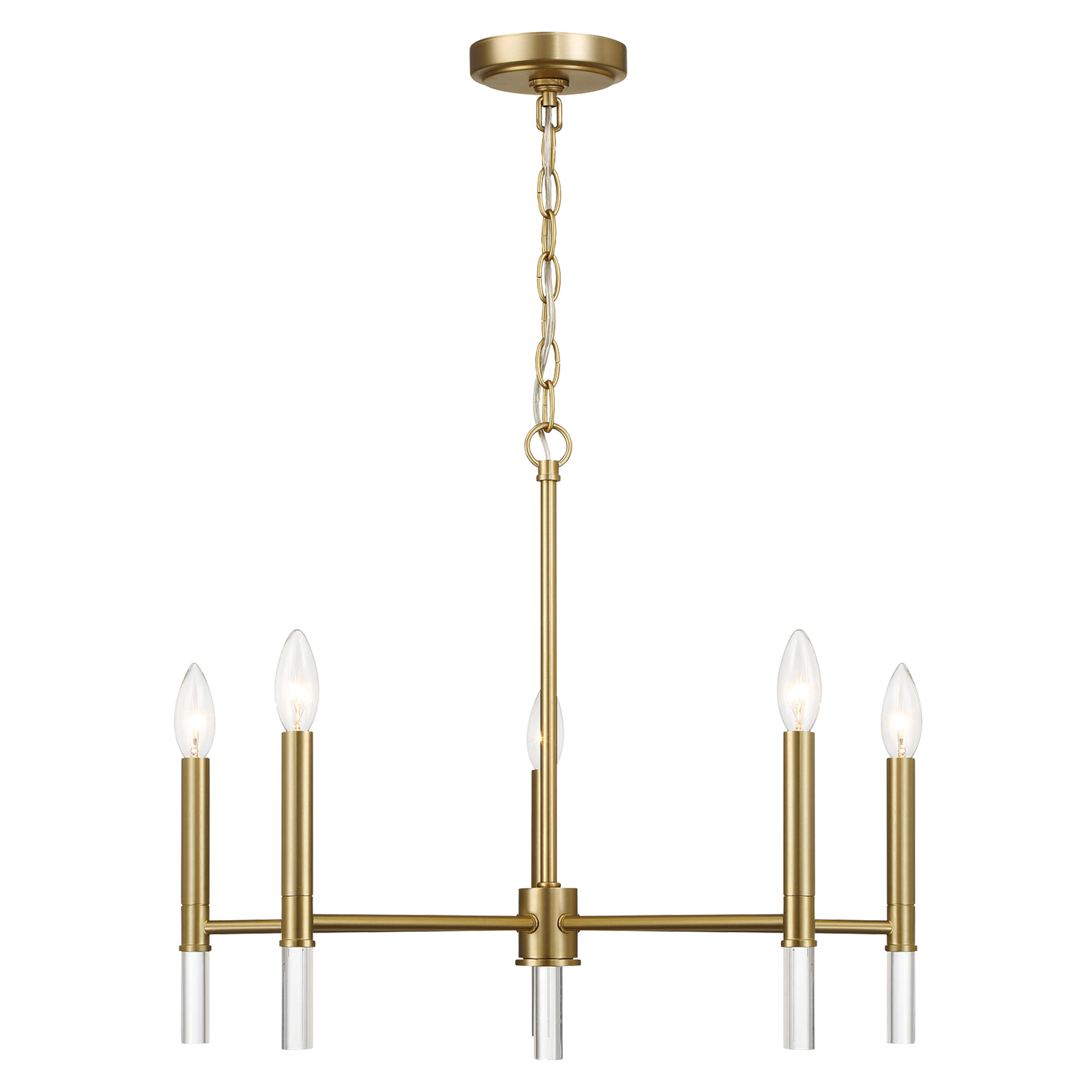 Courtyard Chandelier | Golden Brass and Five-Light Candle Design
