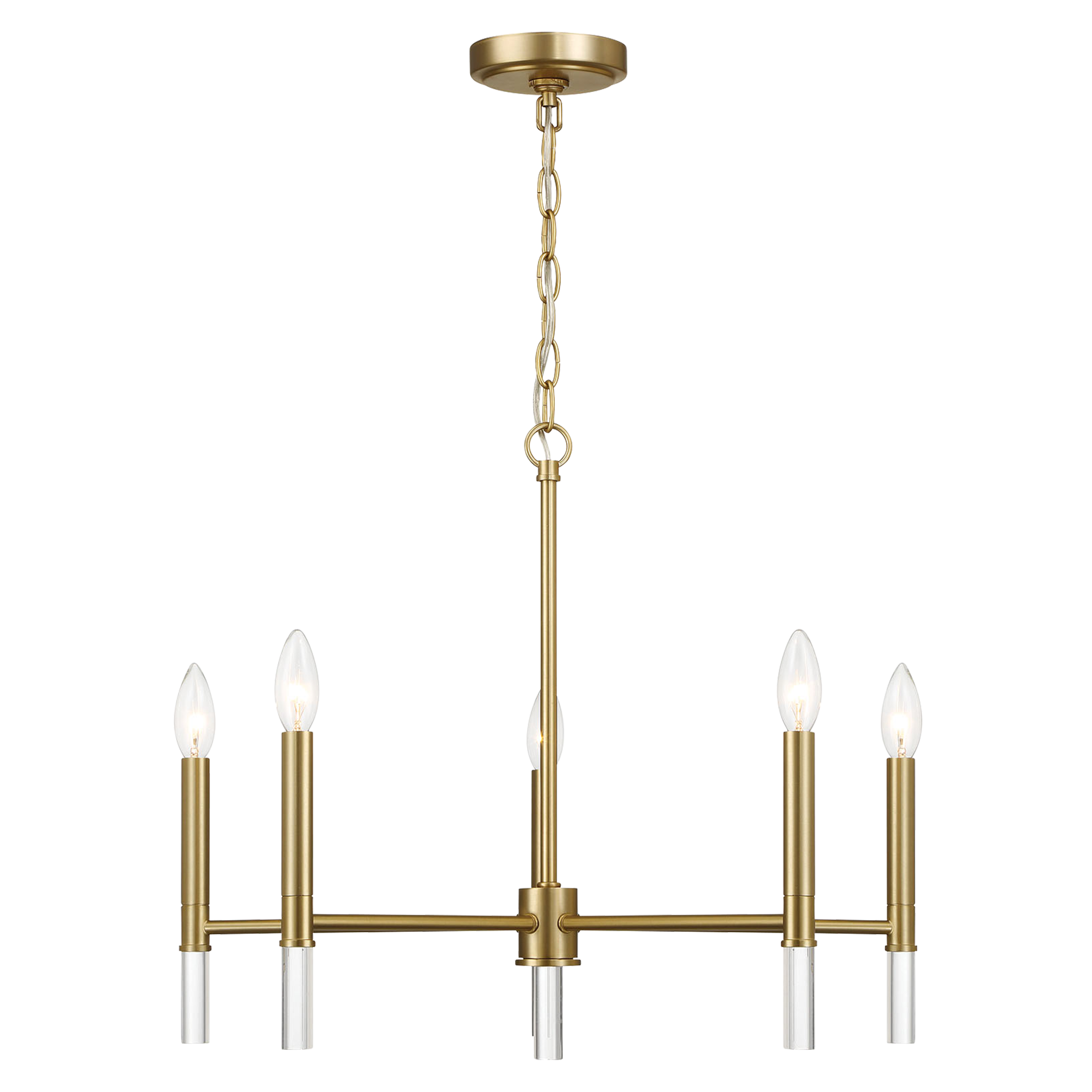 Courtyard Chandelier | Golden Brass and Five-Light Candle Design
