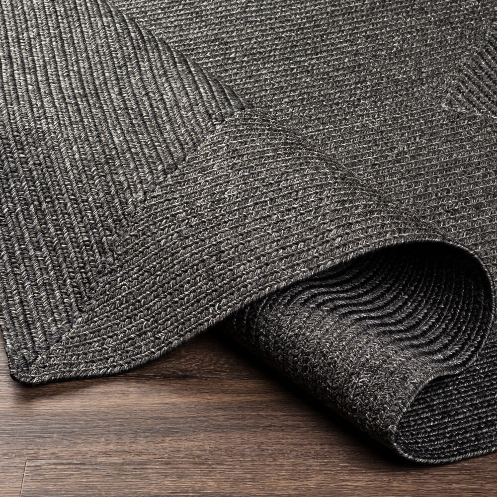 Chesapeake Bay Black Machine Woven Rug - fold
