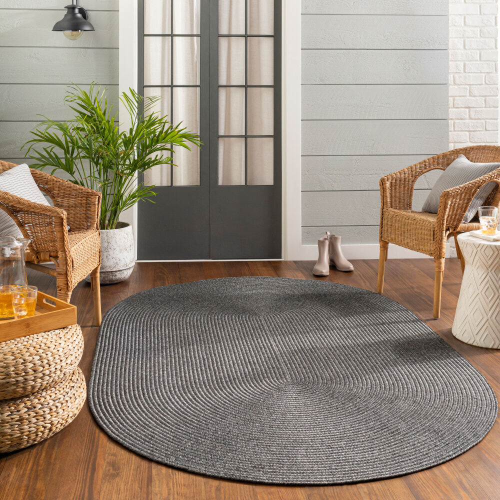 Chesapeake Bay Black Machine Woven Rug - styleshot