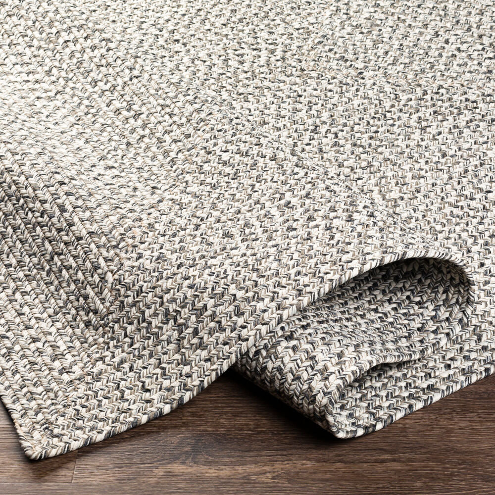 Chesapeake Bay Black/Cream Machine Woven Rug - fold