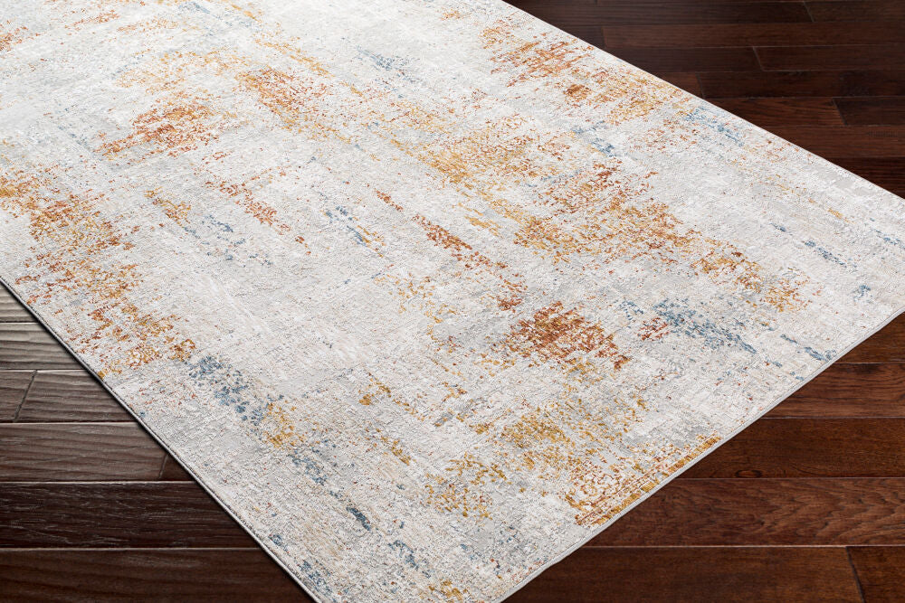 Carmel Blue/Rust Machine Woven Rug CRL-2302 - corner