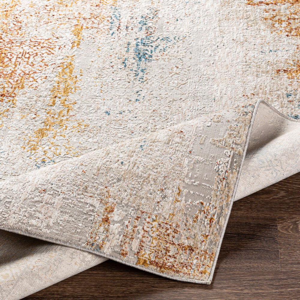 Carmel Blue/Rust Machine Woven Rug CRL-2302 - fold