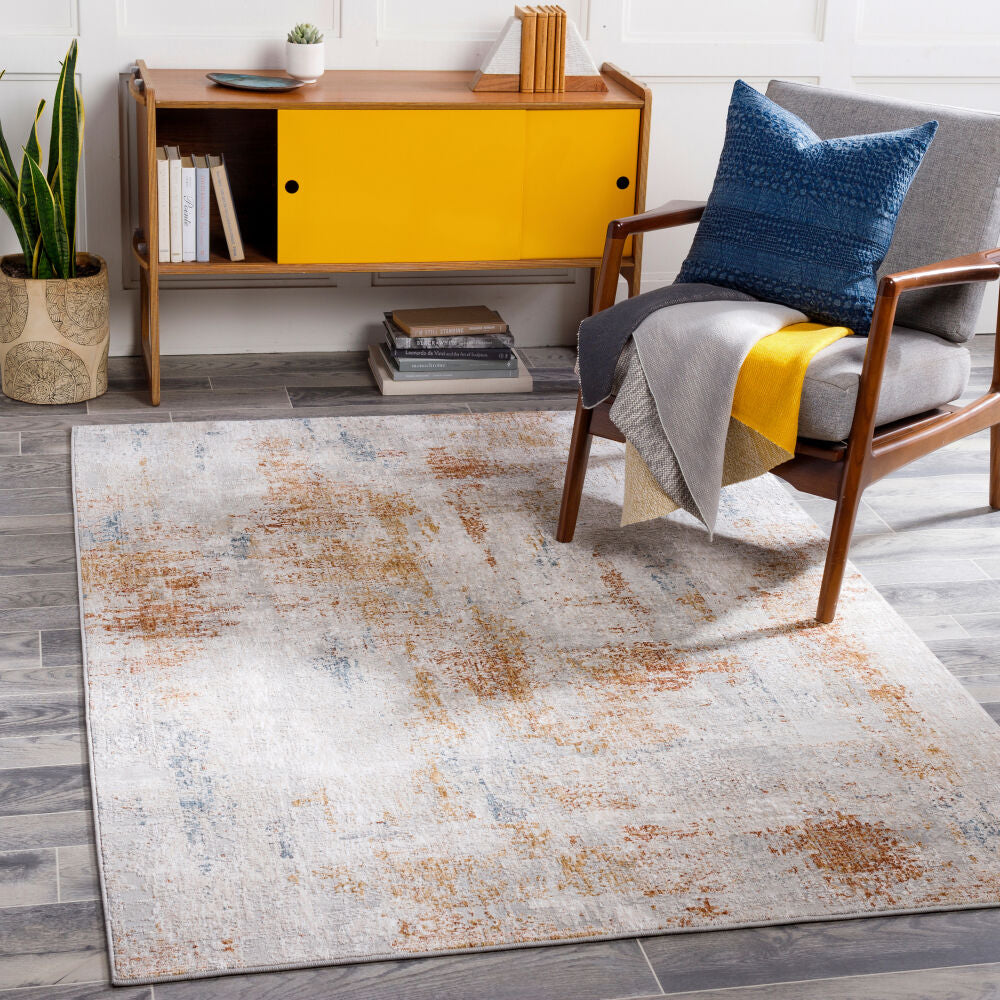 Carmel Blue/Rust Machine Woven Rug CRL-2302 - roomscene