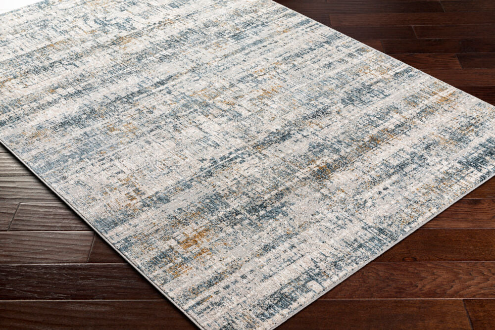 Carmel Blue/Off-White Machine Woven Rug - corner