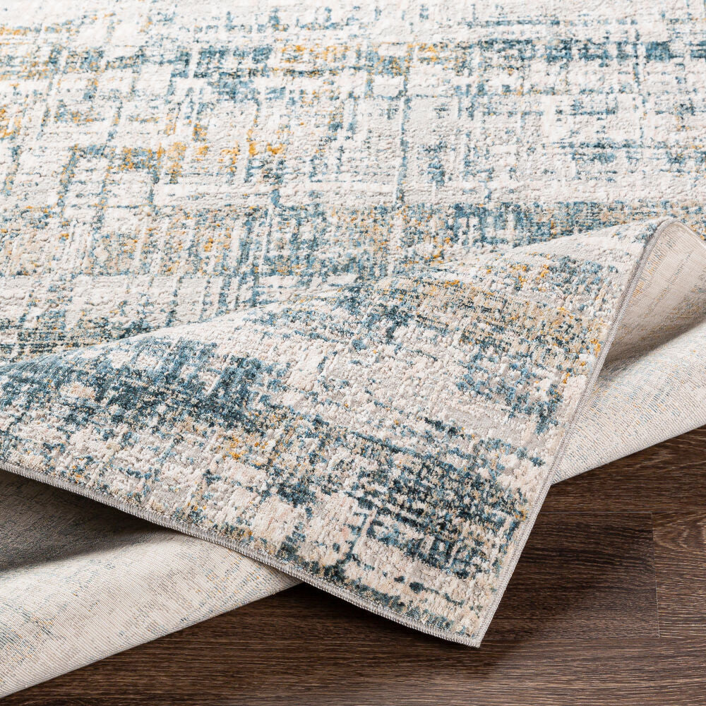 Carmel Blue/Off-White Machine Woven Rug - fold