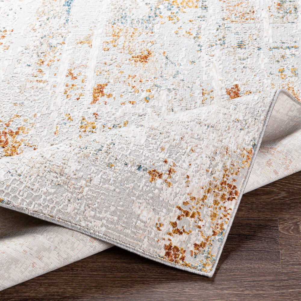 Carmel Blue/Rust Machine Woven Rug CRL-2311 - fold