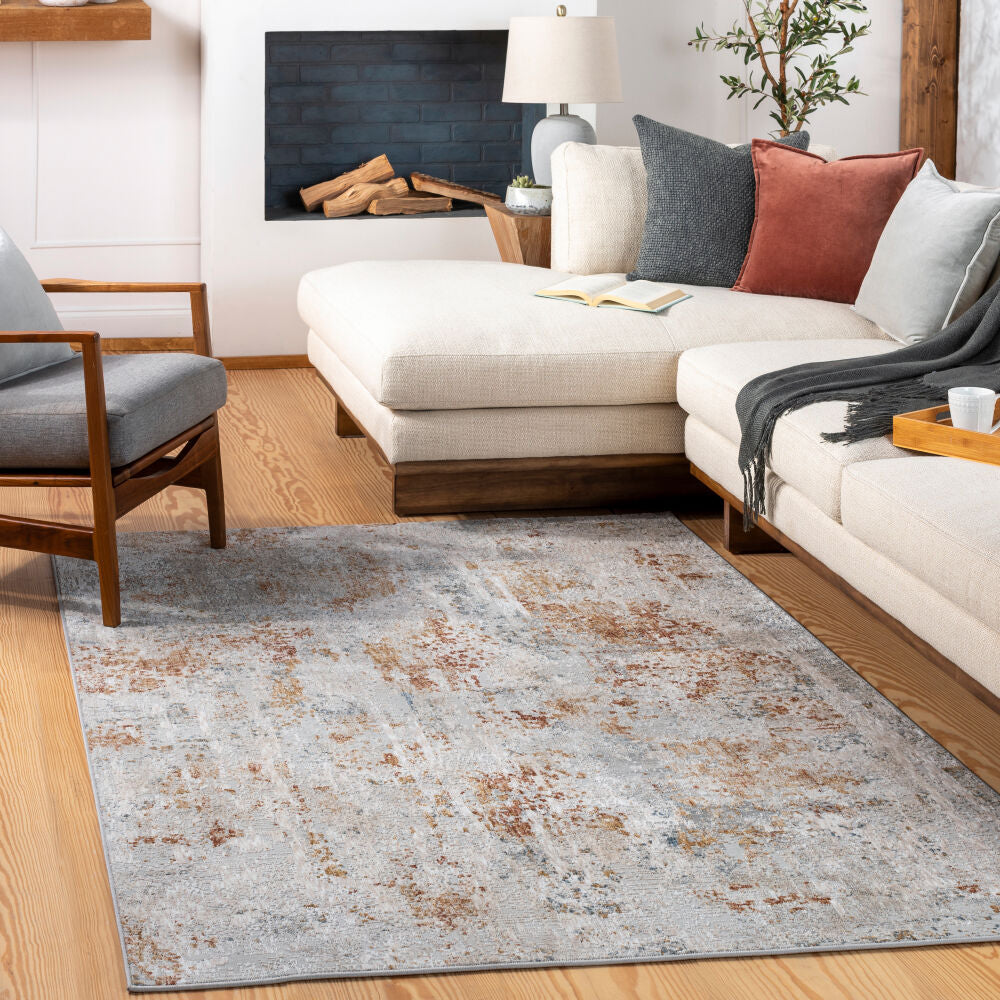 Carmel Blue/Rust Machine Woven Rug CRL-2311 - roomscene