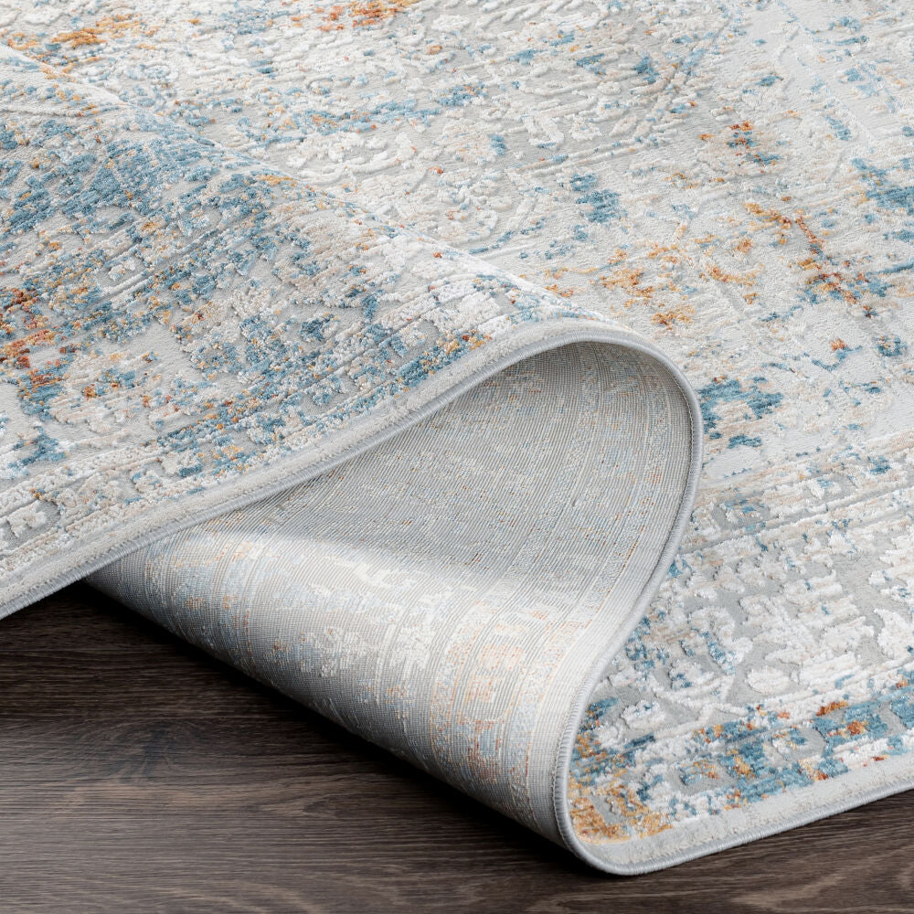 Carmel Blue/Taupe Machine Woven Rug CRL-2317 - fold