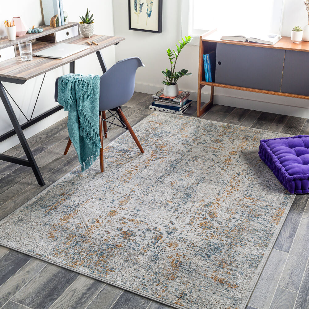 Carmel Blue/Taupe Machine Woven Rug CRL-2317 - roomscene