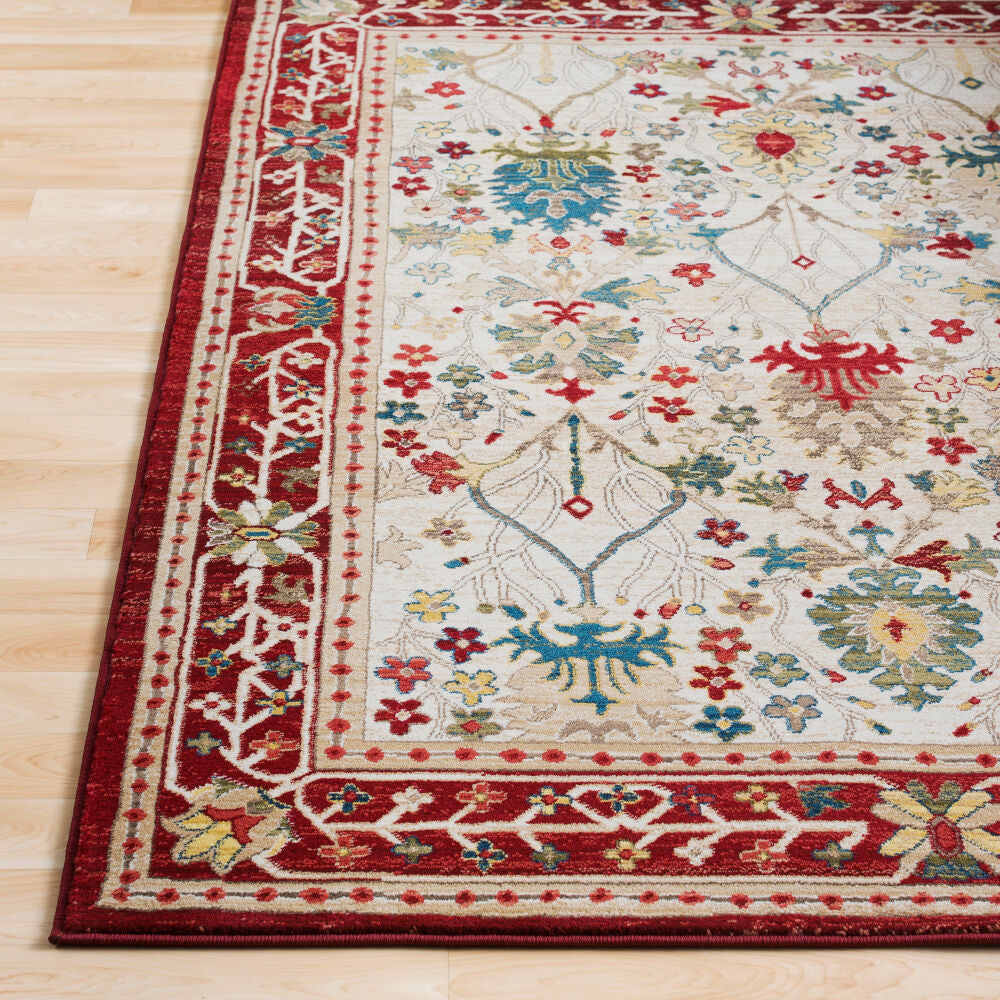 Crafty Burgandy/Yellow Machine Woven Rug CRT-2309 - front