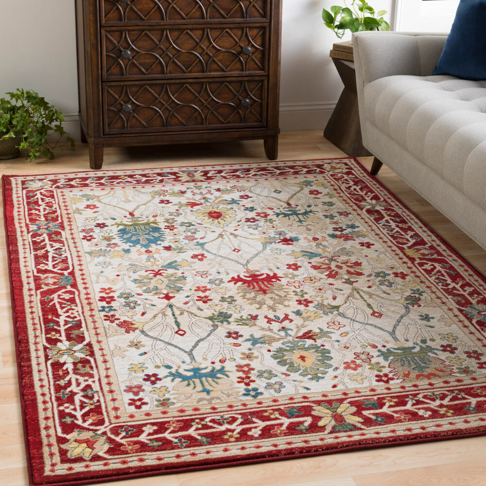 Crafty Burgandy/Yellow Machine Woven Rug CRT-2309 - roomscene