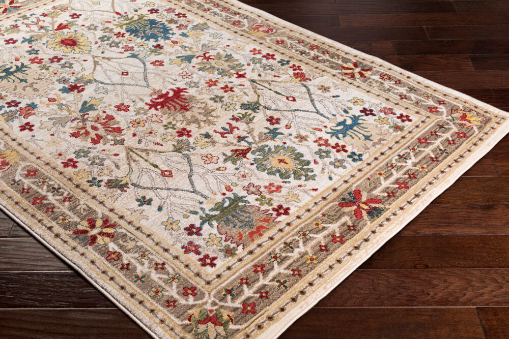 Crafty Burgandy/Yellow Machine Woven Rug CRT-2311 - corner