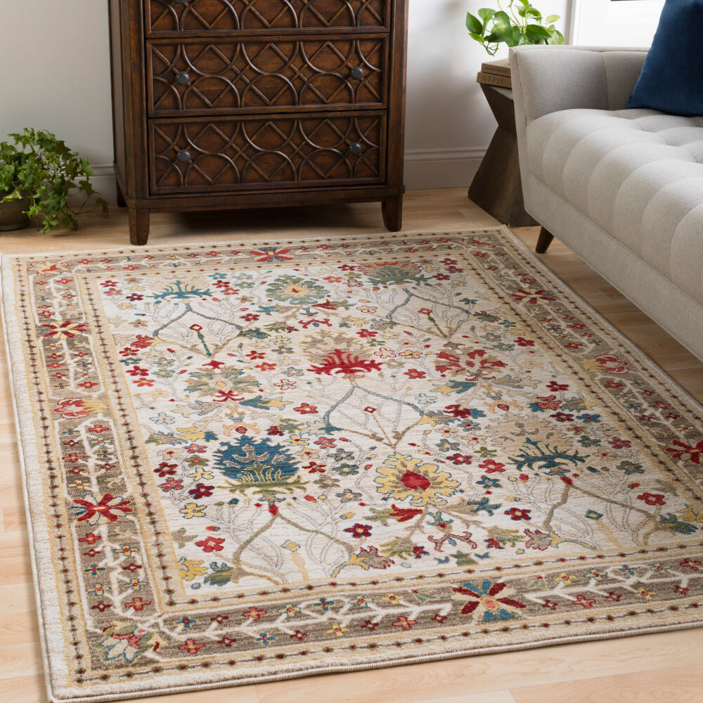 Crafty Burgandy/Yellow Machine Woven Rug CRT-2311 - roomscene