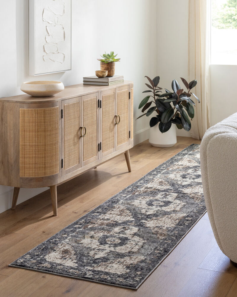 Chelsea Camel/Slate Machine Woven Rug - roomscene