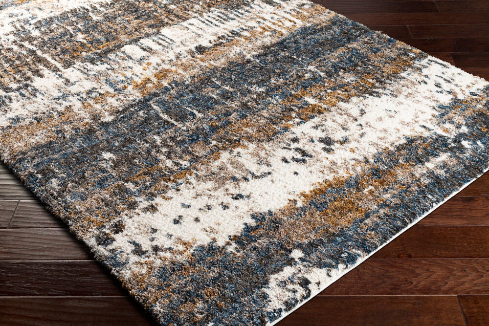 Celestial Shag Cream/Mustard Machine Woven Rug CSG-2302 - corner