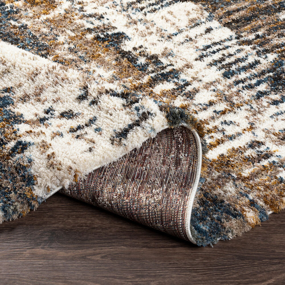 Celestial Shag Cream/Mustard Machine Woven Rug CSG-2302 - fold