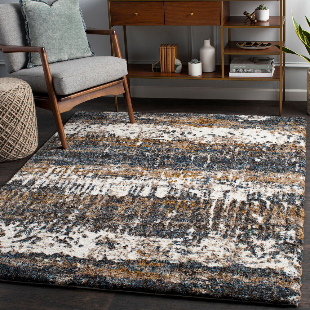 Celestial Shag Cream/Mustard Machine Woven Rug CSG-2302 - roomscene