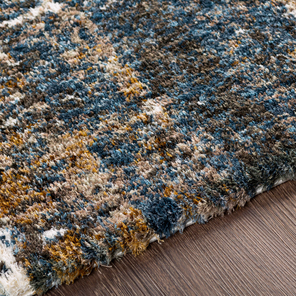 Celestial Shag Cream/Mustard Machine Woven Rug CSG-2302 - texture